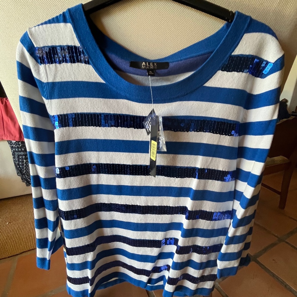 Alex Marie Womens Striped Top